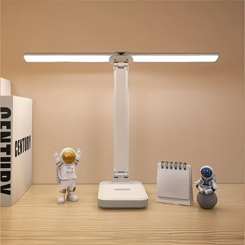 LED Dual-Headed Multifunctional Folding Desk Lamp for Student Dormitory, Study and Reading Light, Touch Charging Plug-in Small Night Light, Bedside Lamp