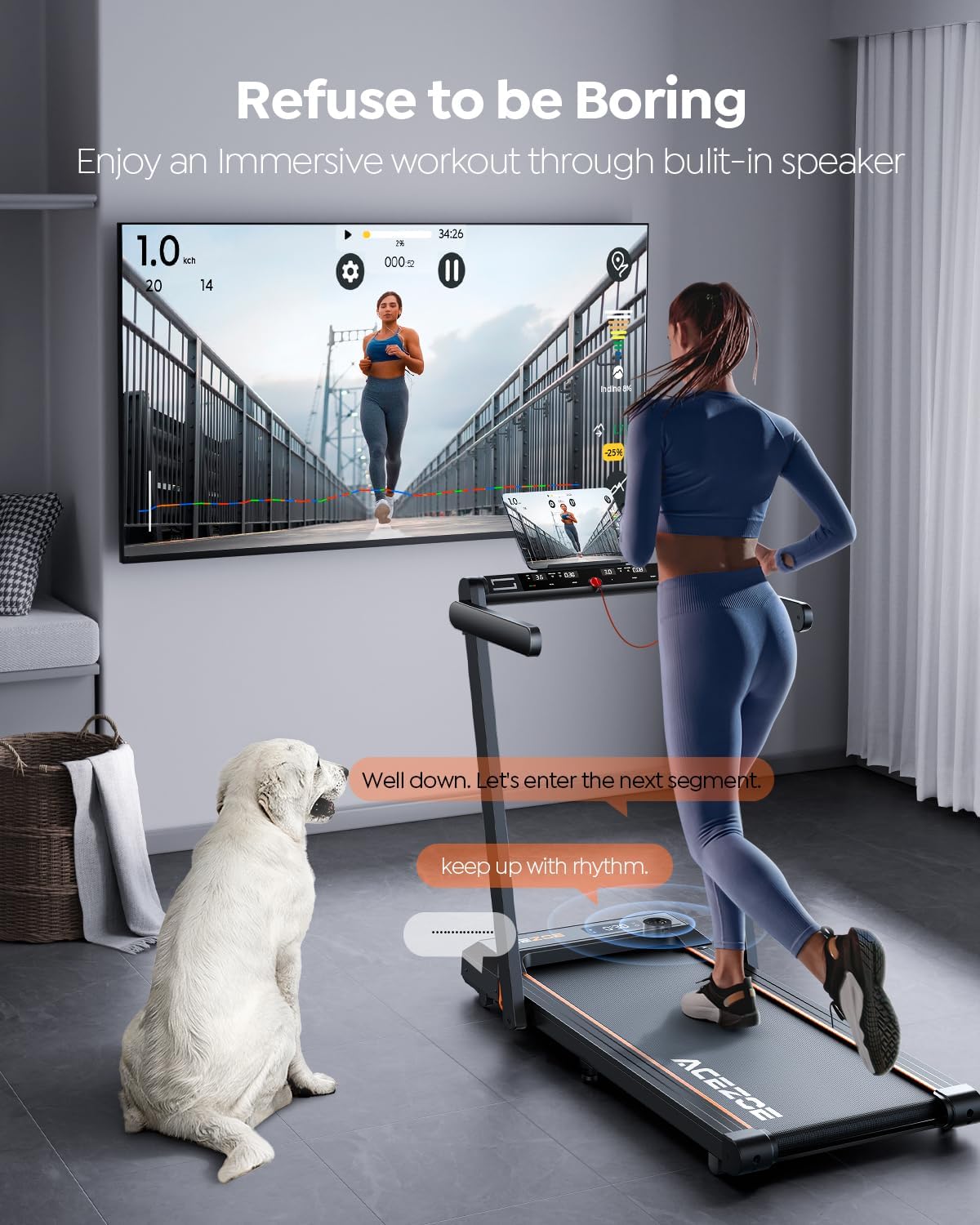 2 in 1 Foldable Treadmills for Home, Under Desk Treadmill with 12 HIIT Modes, Workout APPs and Touch Screen, 2.5HP Walking Treadmill for Home Office, 265lbs Capacity, Installation Free, Power10