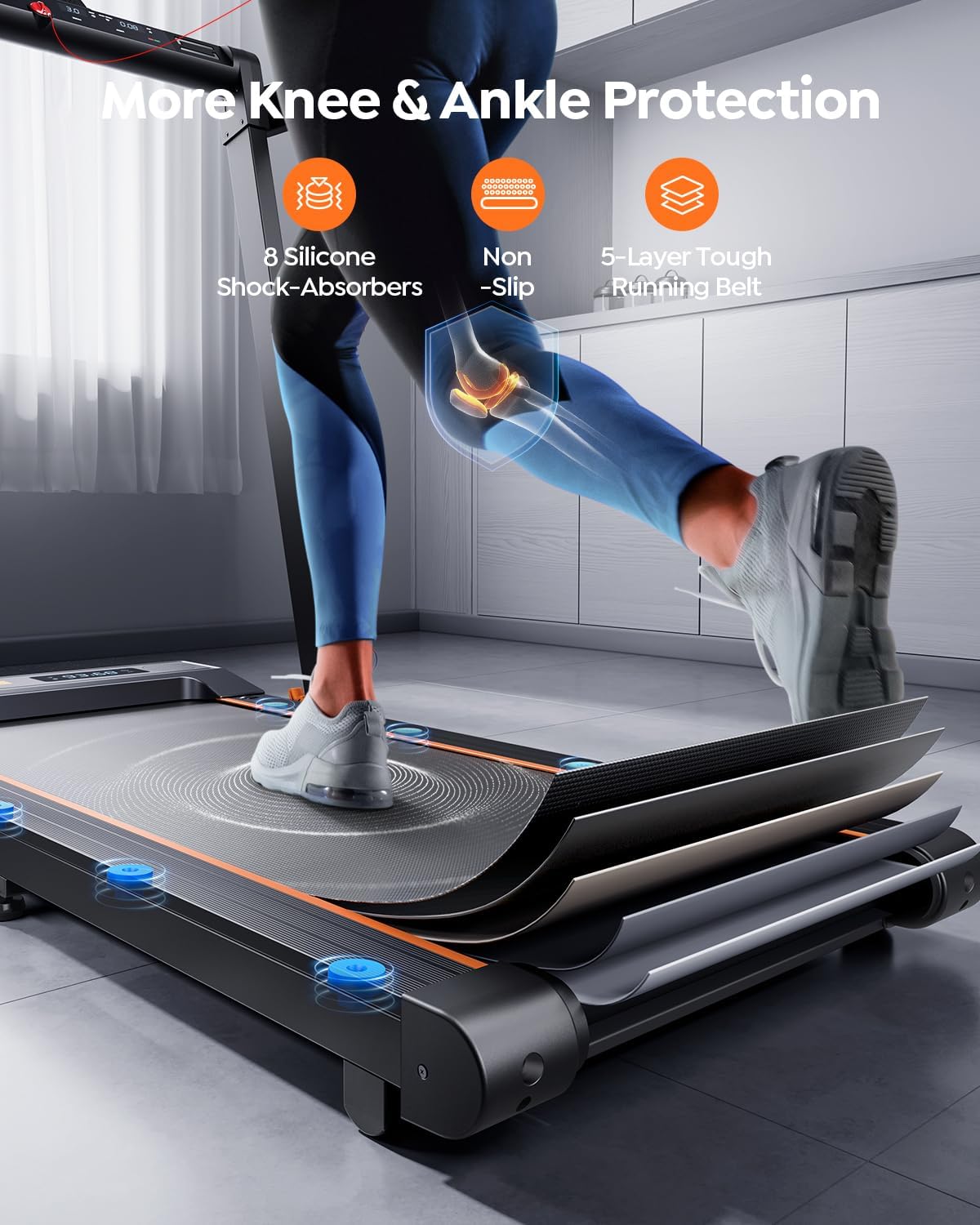 2 in 1 Foldable Treadmills for Home, Under Desk Treadmill with 12 HIIT Modes, Workout APPs and Touch Screen, 2.5HP Walking Treadmill for Home Office, 265lbs Capacity, Installation Free, Power10
