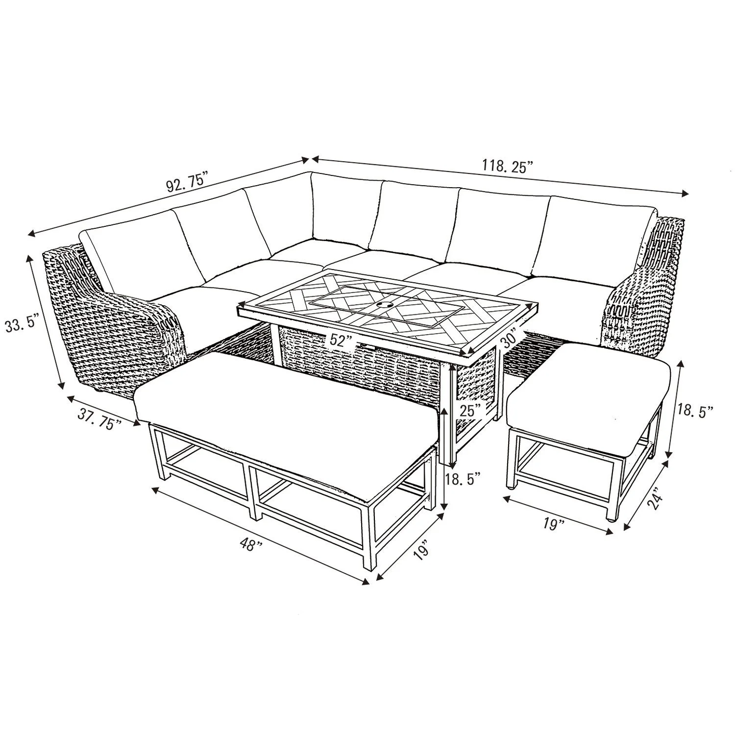 Athena 7-piece Sectional With Firepit