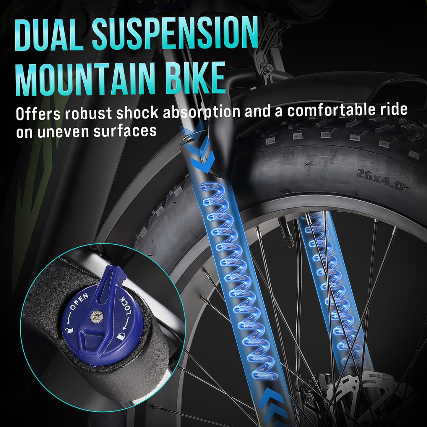 Electric Bike - 26" Fat Tire, 1000W Dual Motor Fat Tire Electric Bike, 48V 18Ah , 35mph Speed, Hidden Battery Mountain E Bike for Off Road,Electric Bike with Throttle & Pedal Assist, Hydraulic Brakes