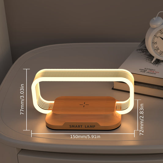 15W Wireless Quick Charge Bedside Lamp with Touch Control, LED Desk Light with Wireless Charging and Phone Stand, Adjustable Brightness, Energy-Efficient for Office and Study Use, Study Lamp | Modern Desk Lamp | Acrylic Lampshade, LED Lights for Bedroom