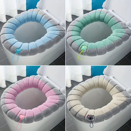 Washable Two-Tone Toilet Seat Cushion - Thickened Winter Comfort, Removable Cover, Medical Grade Material