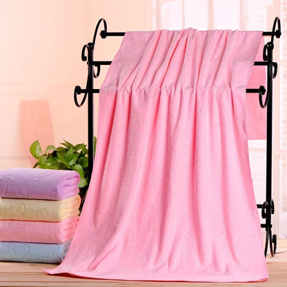 1pc Bear Pattern Microfiber Bath Towel, 200 GSM Thick Soft Absorbent Beach Towel, Quick-Dry Square Bath Accessory