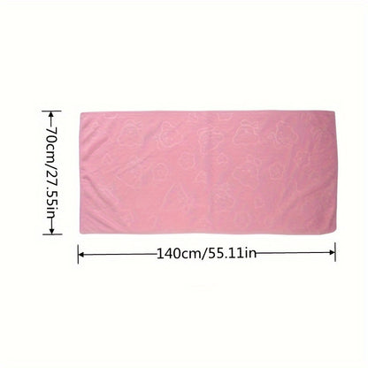 1pc Bear Pattern Microfiber Bath Towel, 200 GSM Thick Soft Absorbent Beach Towel, Quick-Dry Square Bath Accessory