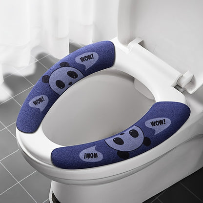 1pc Washable & Reusable Toilet Seat Cover with Cute Cat Design - Easy Stick, No-Lint Fabric Bathroom Cushion Pad, Matte Finish, Half-Round Shape, Bathroom Seat Upgrade|Playful Bathroom Decor|Matte Finish Cover