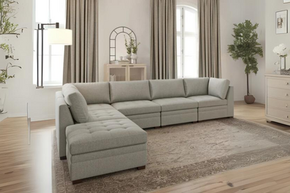 Thomasville Tisdale Modular Sectional 6 -piece Boucle with Storage Ottoman Floor Model