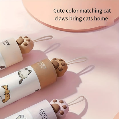 Cute Cat Paw Design Umbrella - Foldable, Sun-Protective, UV-Resistant, Aluminum Alloy Handle & Ribs, Light Brown with Playful Cat Paw Illustration, Ideal for Father'S Day & Mother'S Day Gifts, Pet Accessories | Playful Design | Durable Umbrella