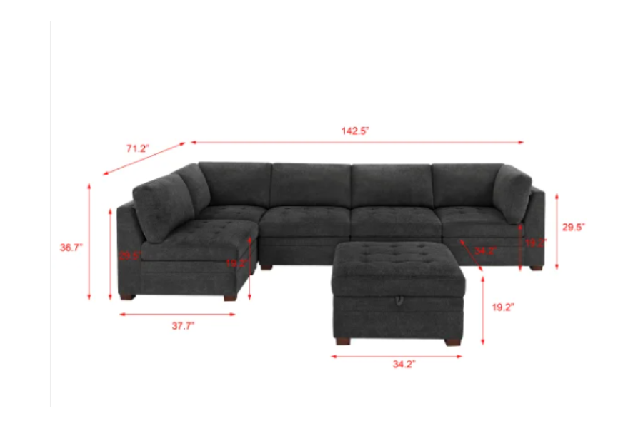 Thomasville Tisdale Modular Sectional 6 -piece Boucle with Storage Ottoman Floor Model