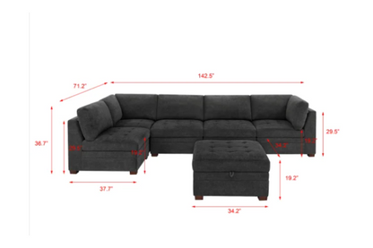 Thomasville Tisdale Modular Sectional 6 -piece Boucle with Storage Ottoman Floor Model