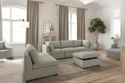 Thomasville Tisdale Modular Sectional 6 -piece Boucle with Storage Ottoman Floor Model