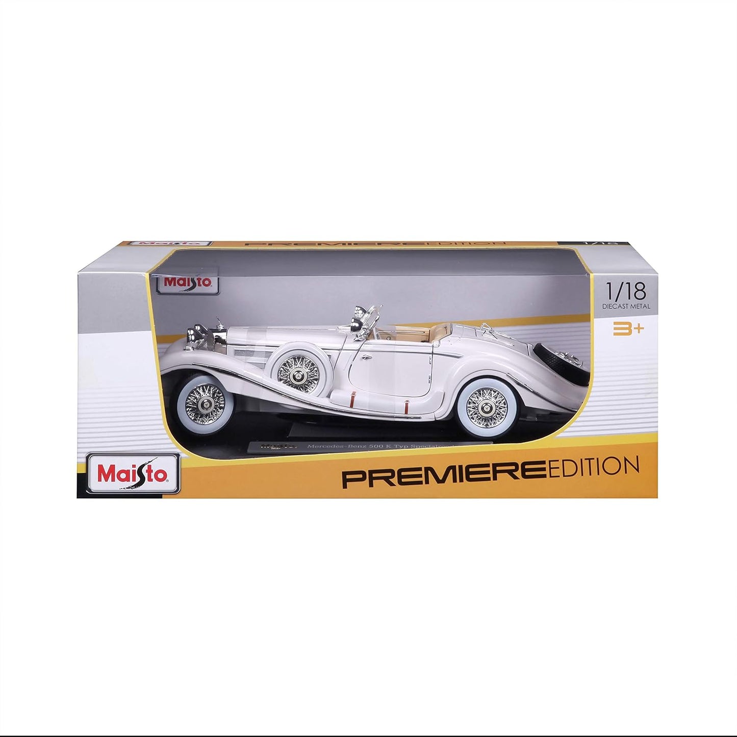 Maisto Mercedes 1:18 Scale 1936 M-B 500 K Type Specialroadster Diecast Vehicle , White