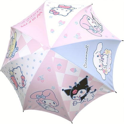 For Kuromi Compact Folding Umbrella - Dual-Use for Sun & Rain, UV Protection, Portable, Cute Cartoon Design with EVA Ribs, Black Glue Folding, Authorized Product