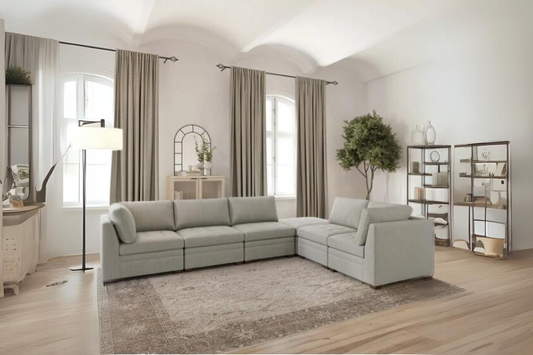 Thomasville Tisdale Modular Sectional 6 -piece Boucle with Storage Ottoman Floor Model