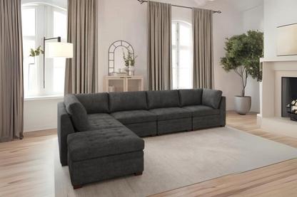 Thomasville Tisdale Modular Sectional 6 -piece Boucle with Storage Ottoman Floor Model