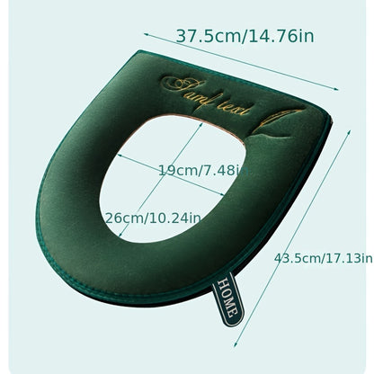 Nordic Style Series with Handle Toilet Mat with Sticky Buckle and Zipper Cushion Cover with Embroidered Pattern Toilet Cover Mat
