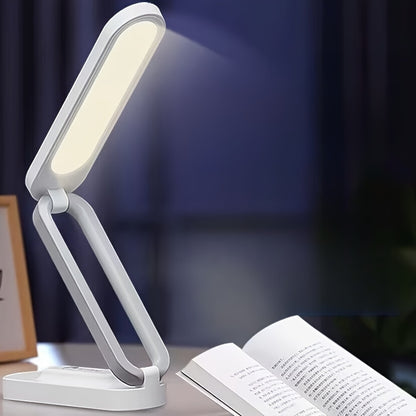 1pc Foldable LED Desk Lamp, Small Book Reading Light With 3 Brightness Color, Rechargeable & Dimmable, Eye-Caring Studying Light, Portable Table Lamp, For Home, Office, Travel