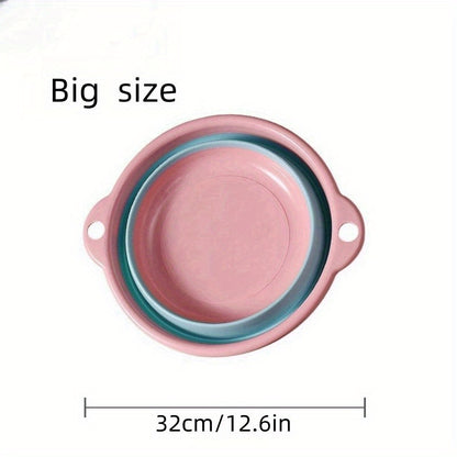 1pc Portable Foldable Washbasin - Durable Plastic, Ideal for Camping & Travel, Compact Design with Lid, Camping Essentials | Modern Kitchenware | Compact Washbasin