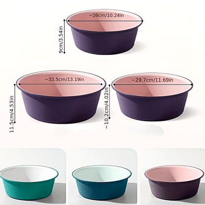 Multi-piece set of large, medium and small round plastic washbasins - durable, thick, modern style washbasins suitable for kitchen, bathroom and outdoor use - easy to clean, space-saving, versatile