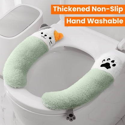 Warm Plush Toilet Seat Cushion Cover, Soft Buttocks Support, Thickened Non-Slip Bathroom Warmer Pad, with Hand Washable, for All Seasons