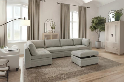 Thomasville Tisdale Modular Sectional 6 -piece Boucle with Storage Ottoman Floor Model