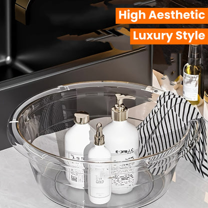 1pcs Luxury Style Student Dormitory Wash Basin, High Aesthetic Plastic Washing and Foot Basin, Simple Transparent Plastic Hair Washing Basin, No Electricity Required