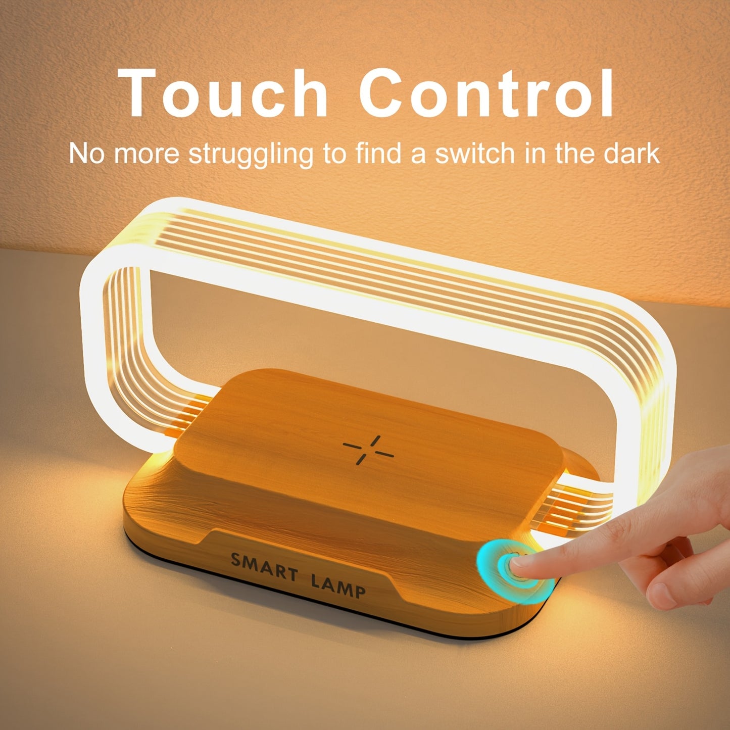 15W Wireless Quick Charge Bedside Lamp with Touch Control, LED Desk Light with Wireless Charging and Phone Stand, Adjustable Brightness, Energy-Efficient for Office and Study Use, Study Lamp | Modern Desk Lamp | Acrylic Lampshade, LED Lights for Bedroom