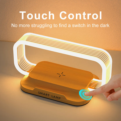 15W Wireless Quick Charge Bedside Lamp with Touch Control, LED Desk Light with Wireless Charging and Phone Stand, Adjustable Brightness, Energy-Efficient for Office and Study Use, Study Lamp | Modern Desk Lamp | Acrylic Lampshade, LED Lights for Bedroom