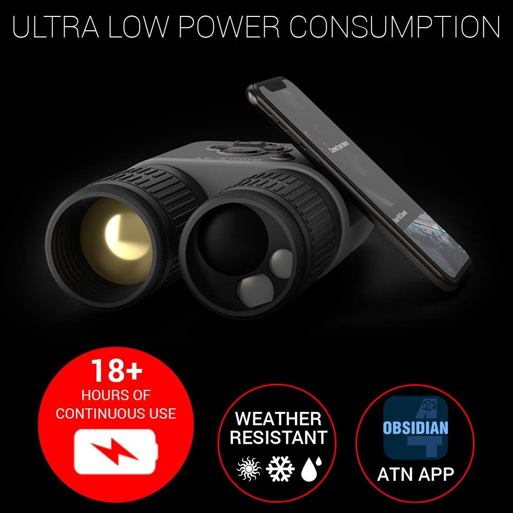 ATN BINOX 4T 640x480, 1.5-15x Smart HD Thermal Binoculars w/Laser Rangefinder, Video Record, Wi-Fi, E-Compass, 16hrs+ Battery Power