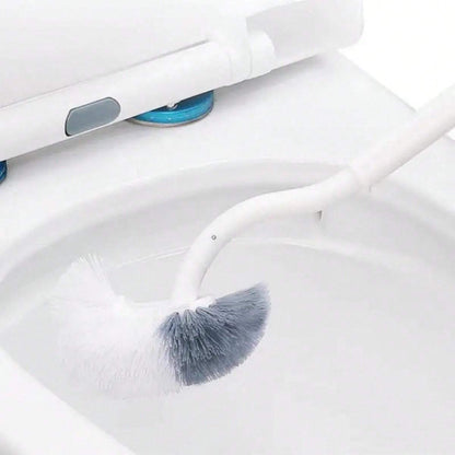 1 Ergonomic C-Shaped Long Handle Toilet Brush - Manual Deep Clean for Bathroom, Kitchen, Bedroom, Car - Reusable, Portable, No Power Required, with Groove Cleaning Head