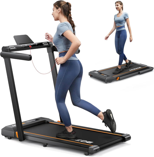 2 in 1 Foldable Treadmills for Home, Under Desk Treadmill with 12 HIIT Modes, Workout APPs and Touch Screen, 2.5HP Walking Treadmill for Home Office, 265lbs Capacity, Installation Free, Power10