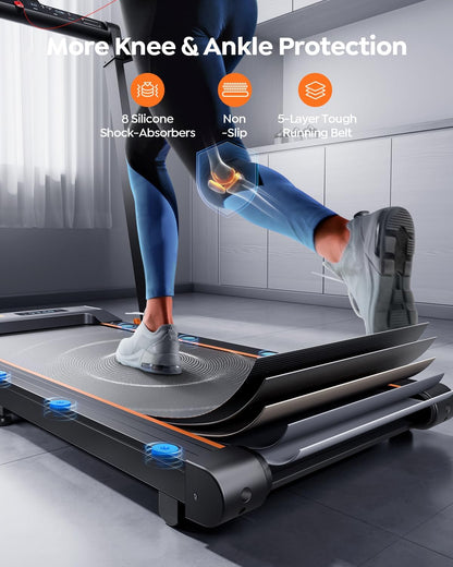 2 in 1 Foldable Treadmills for Home, Under Desk Treadmill with 12 HIIT Modes, Workout APPs and Touch Screen, 2.5HP Walking Treadmill for Home Office, 265lbs Capacity, Installation Free, Power10