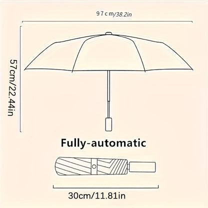 Cute Cartoon Cat Automatic Folding Umbrella - UV Protection & Rain Dual-Use Compact Lightweight Umbrella with 8-Rib Carbon Fiber Frame, Durable 190T Fabric for Students, Travel, Going Out, Outdoor Umbrella