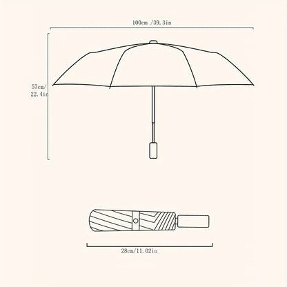 Automatic Open & Close Folding Umbrella with 8 Iron Ribs, Plastic Handle & 190T Pongee Fabric – Stylish Cat Pattern, Windproof Portable Foldable Umbrella for Sun & Rain Protection