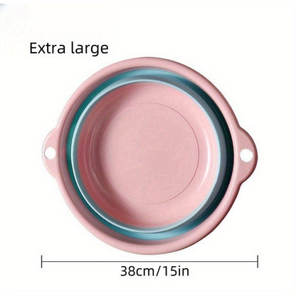 1pc Portable Foldable Washbasin - Durable Plastic, Ideal for Camping & Travel, Compact Design with Lid, Camping Essentials | Modern Kitchenware | Compact Washbasin