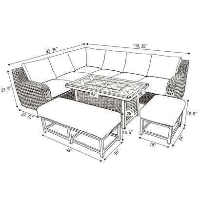 Athena 7-piece Sectional With Firepit