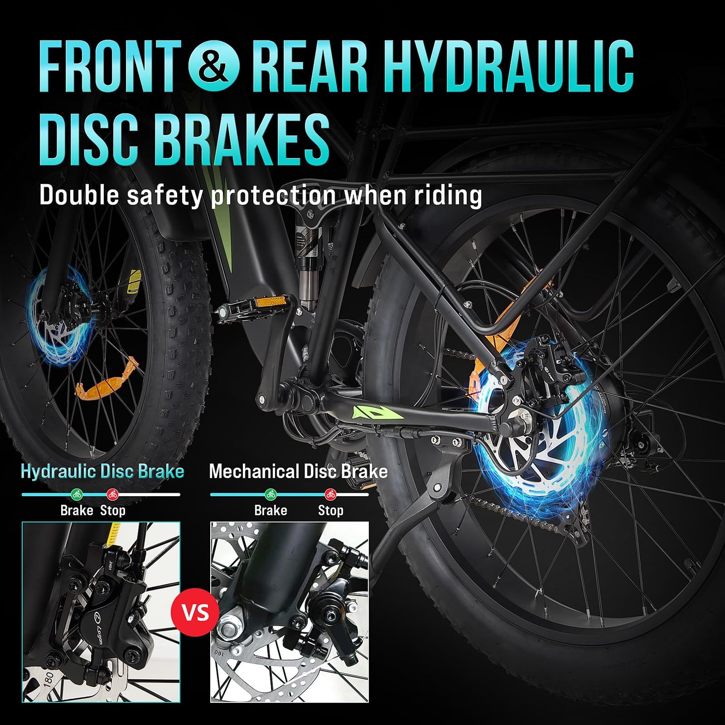 Electric Bike - 26" Fat Tire, 1000W Dual Motor Fat Tire Electric Bike, 48V 18Ah , 35mph Speed, Hidden Battery Mountain E Bike for Off Road，Electric Bike with Throttle & Pedal Assist, Hydraulic Brakes