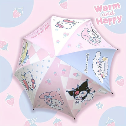 For Kuromi Compact Folding Umbrella - Dual-Use for Sun & Rain, UV Protection, Portable, Cute Cartoon Design with EVA Ribs, Black Glue Folding, Authorized Product