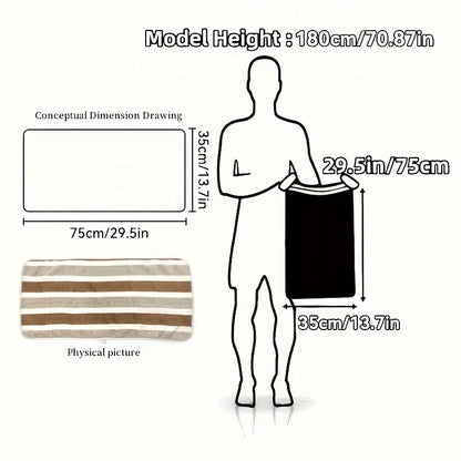 1pc Super Soft Microfiber Quick-Dry Towel - 200 GSM 100% Polyester, Ultra Absorbent & Lightweight for Home, Travel, Pool - Machine Washable, Multiple Colors (Striped & Solid), Home Bathroom Essentials | Plush Texture | Durable Bath Linens, Bath Towels
