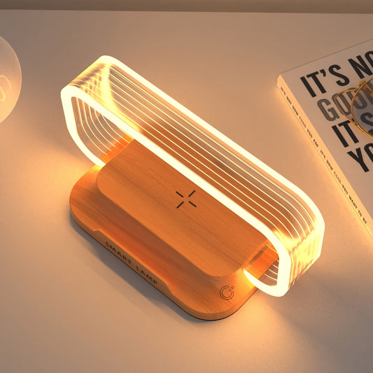 15W Wireless Quick Charge Bedside Lamp with Touch Control, LED Desk Light with Wireless Charging and Phone Stand, Adjustable Brightness, Energy-Efficient for Office and Study Use, Study Lamp | Modern Desk Lamp | Acrylic Lampshade, LED Lights for Bedroom