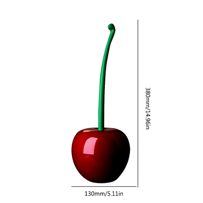 1pc Novelty Cherry-Shaped Toilet Brush with Holder, Creative Plastic Bathroom Accessory, Reusable Freestanding Toilet Brush with Multiple Components