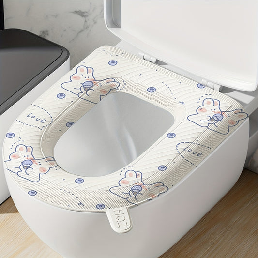 Waterproof Toilet Seat Cushion with Cute Bunny Design - Soft, Washable, Portable, All-Season Comfort for Home Use, Buttocks Comfort|Playful Design|Easy Installation
