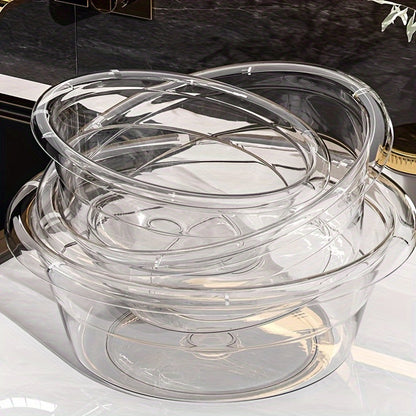 1pcs Luxury Style Student Dormitory Wash Basin, High Aesthetic Plastic Washing and Foot Basin, Simple Transparent Plastic Hair Washing Basin, No Electricity Required