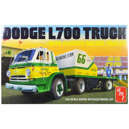 AMT 1966 Dodge L700 Truck w/Flatbed Racing Trailer 1/25 Scale Model Kit