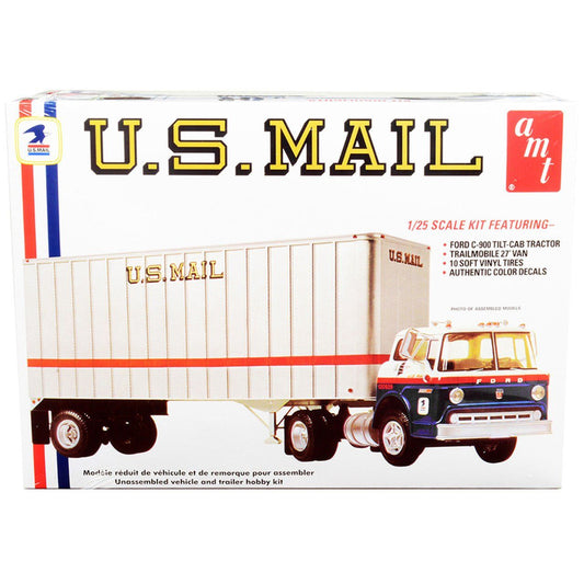 AMT FORD C600 US MAIL TRUCK W/USPS TRAILER 1/25 SCALE MODEL KIT