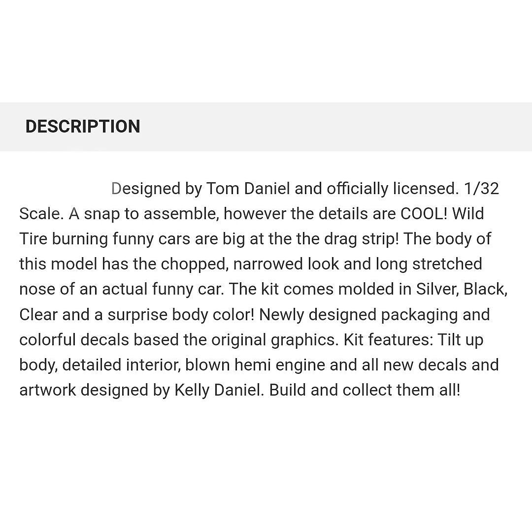 Atlantis Tom Daniel The Fiend Funny Car 1/32