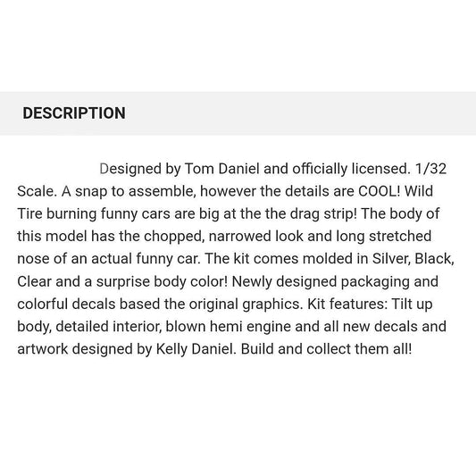 Atlantis Tom Daniel The Fiend Funny Car 1/32