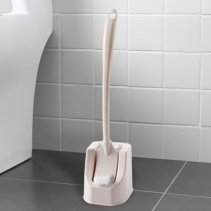 1 Set Soft Bristle Toilet Brush Set with Holder, Wall-Mounted Long Handle Bathroom Cleaning Brush, Portable Medium Firmness, Plastic Handle, No Dead Angle, Electricity-Free Cleaning Tool for Bathroom and Toilet