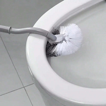 1 Ergonomic C-Shaped Long Handle Toilet Brush - Manual Deep Clean for Bathroom, Kitchen, Bedroom, Car - Reusable, Portable, No Power Required, with Groove Cleaning Head