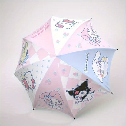 For Kuromi Compact Folding Umbrella - Dual-Use for Sun & Rain, UV Protection, Portable, Cute Cartoon Design with EVA Ribs, Black Glue Folding, Authorized Product